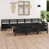 ZNTS 11 Piece Garden Lounge Set Black Solid Wood Pine 3083373