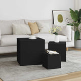 Side Tables 3 pcs Black Engineered Wood 808586
