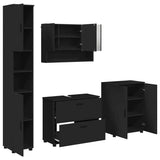 Bathroom Furniture Set 4 pcs Black Engineered Wood and Metal 3393084