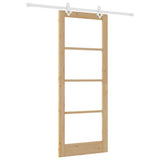 Sliding Door Natural 83 x 211 cm Solid Pine Wood and Glass 3332223