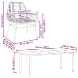 7 Piece Garden Dining Set Black Poly Rattan Glass 3334539