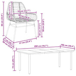7 Piece Garden Dining Set Black Poly Rattan Glass 3334539