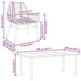 7 Piece Garden Dining Set Black Poly Rattan Glass 3334539
