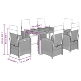 7 Piece Garden Dining Set with Cushions Black Poly Rattan 3212471