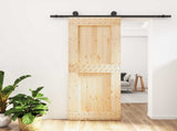 Sliding Door Natural and Black 80 x 210 cm Solid Pine Wood 3444976