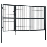 Garden Gate with Posts Steel 350x140 cm Anthracite 144401