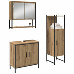 Bathroom Furniture Set with Door 3 pcs Brown 33 x 33 x 102.5 cm 3334368