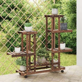 Flower Stand with Wheels 95x25x101 cm Solid Wood Fir 362863