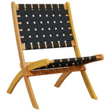 Folding Garden Chairs 2 pcs Black Solid Wood Acacia and Fabric 366510