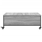 ZNTS Coffee Table with Wheels Grey Sonoma 91x55x34 cm Engineered Wood 842299