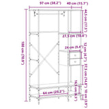 Clothes Rack with Shelves Black Engineered Wood 847859