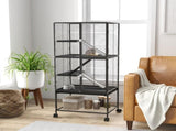 Rolling Chinchilla Cage, Small Animal Cage for Ferrets w/ Three Doors, Storage, Shelf, Tray Tray, T3398P350097