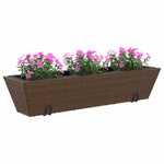 ZNTS Planters with hooks 2 pcs Brown Poly Rattan 366405