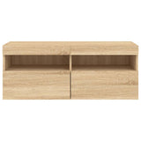TV Wall Cabinet with LED Lights Sonoma Oak 100x30x40 cm 837213