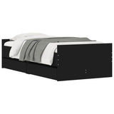 Bed Frame Black Engineered wood, Plywood Single Bed Frame 3207379