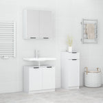 ZNTS 3 Piece Bathroom Cabinet Set High Gloss White Engineered Wood 3115872