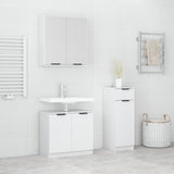 ZNTS 3 Piece Bathroom Cabinet Set High Gloss White Engineered Wood 3115872