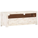 TV Cabinet Solid Wood Acacia 110x30x40 cm White 337849