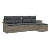 Outdoor Sofa with Cushion 5 pcs Grey Poly Rattan 3345319