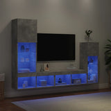 4 Piece TV Wall Units with LED Concrete Grey Engineered Wood 3216650