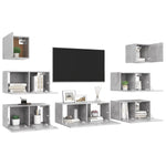 7 Piece TV Cabinet Set Concrete Grey Engineered Wood 3079132
