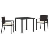 Garden Dining Set 3 pcs Black Powder-Coated Steel 3379247
