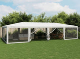 Party Tent with 12 Mesh Sidewalls White 8x4 m HDPE 4010071