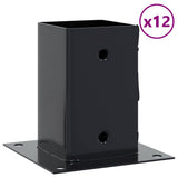 Post Bases Square 12 pcs Anthracite 91x91 mm Powder-coated Steel 42000029