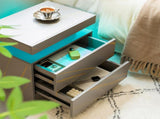 Nightstand LED Bedside Table Cabinet Lights Modern End Side with 2 Drawers for Bedroom T3272P355457
