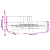 Metal Bed Frame without Mattress with Footboard White 200x200cm 352554