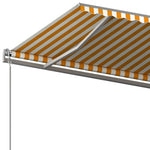 ZNTS Manual Retractable Awning with Posts 5x3 m Yellow and White 3070178