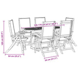 ZNTS 7 Piece Garden Dining Set Solid Wood Acacia and Textilene 3279295