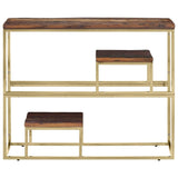 Console Table Gold Stainless Steel and Solid Wood Sleeper 350014