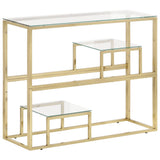 Console Table Gold Stainless Steel and Tempered Glass 350010
