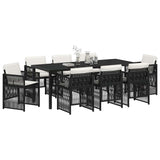 Garden Dining Set 9 pcs Black Powder-Coated Steel 3380648