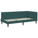 Corner Bed Frame with Headboard Dark green 100 x 200 cm Velvet 42016440