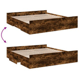 Bed Frame with Drawers without Mattress Smoked Oak 200x200 cm 3280269