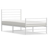 Metal Bed Frame without Mattress with Footboard White 107x203cm 352382