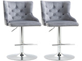 Bar Stools Set of 2, Modern Swivel & Adjustable Velvet Barstools with Button Tufted Back, Footrest, T3398P343626