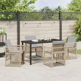 Garden Dining Set 5 pcs Beige Poly Rattan 3380642