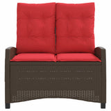 Reclining Garden Bench with Cushions Brown Poly Rattan 368232