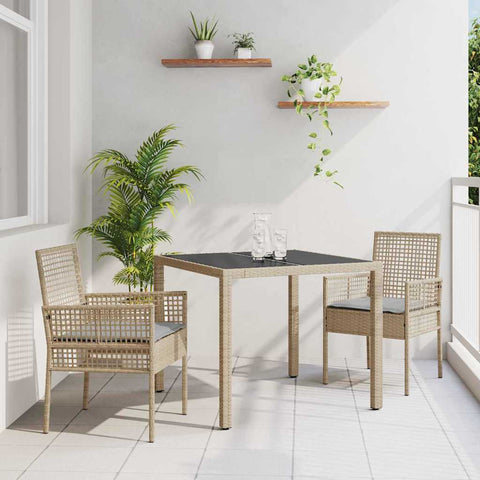 Garden Dining Set 3 pcs Beige Poly rattan 3334879