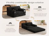 1-Seater Sleeper Sofa, Compressed Corduroy Sofa with High Backrest, Metal Frame, High-Density Foam, W3779P501236