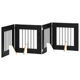 Dog Gate with Stands 4 pcs Black Oak 60 x 60 cm Engineered Wood 892151