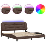 Bed Frame with LED without Mattress "Hvar" Brown 180x200 cm 3213950