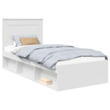 Bed Frame with Headboard White 75 x 190 cm Solid Pine Wood 3410144