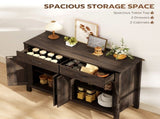 Kitchen Cupboard, Sideboard with 4 Doors, 2 Drawers and 2 Adjustable Shelves for Dining Room, Dark T3398P555183