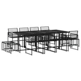 13 Piece Garden Dining Set Black Poly Rattan 3295045