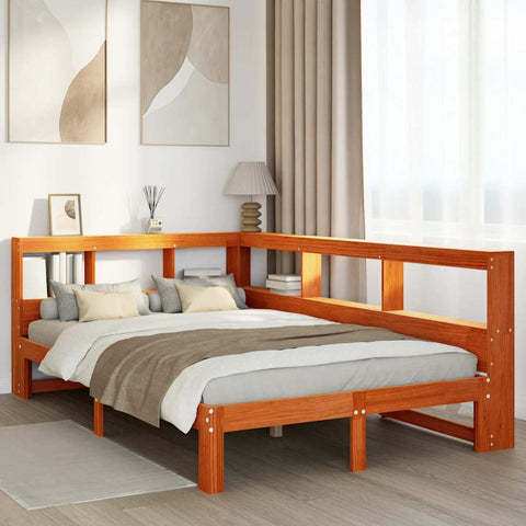 Bookcase Bed without Mattress Wax Brown 120x200 cm Solid Wood Pine 3324387