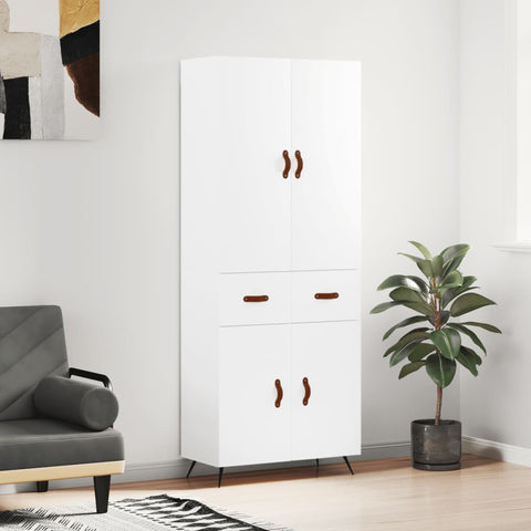 Highboard White 69.5x34x180 cm Engineered Wood 3198121